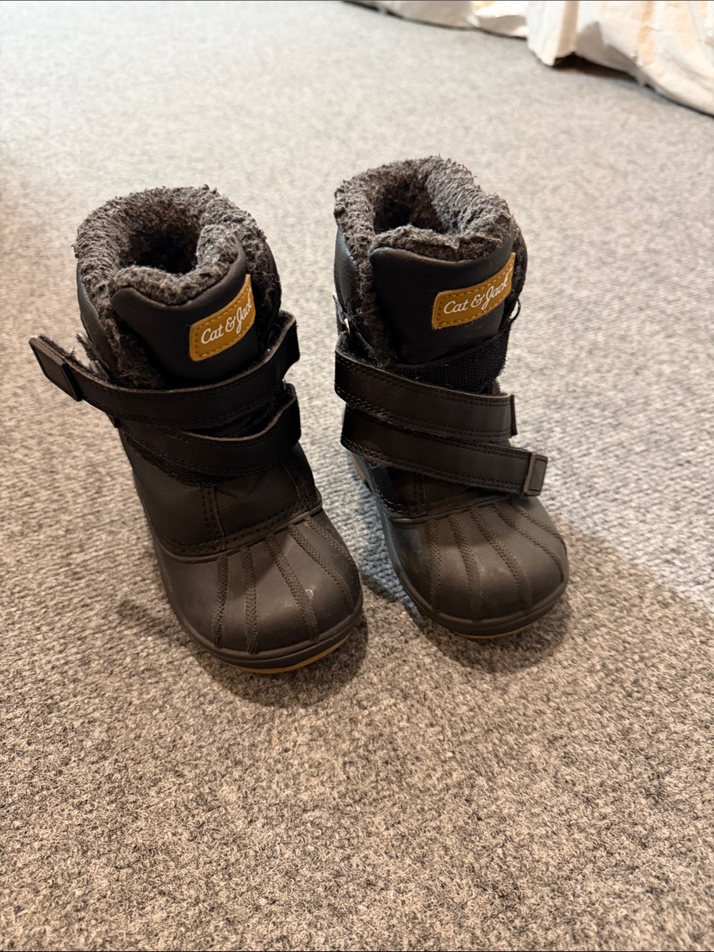 Cat & Jack Black Kids Fleece-Trim Winter Boots